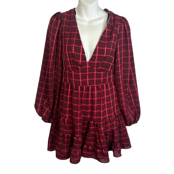 NWT B Darlin Dress Sz 9/10 Plaid Long Sleeve Lined Fit Flare Mini Holiday Party - Picture 1 of 8
